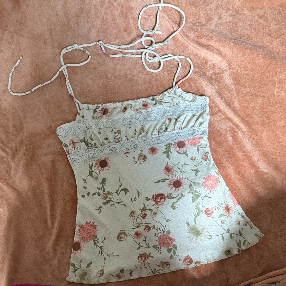 Floral Print Camisole with Spaghetti Straps